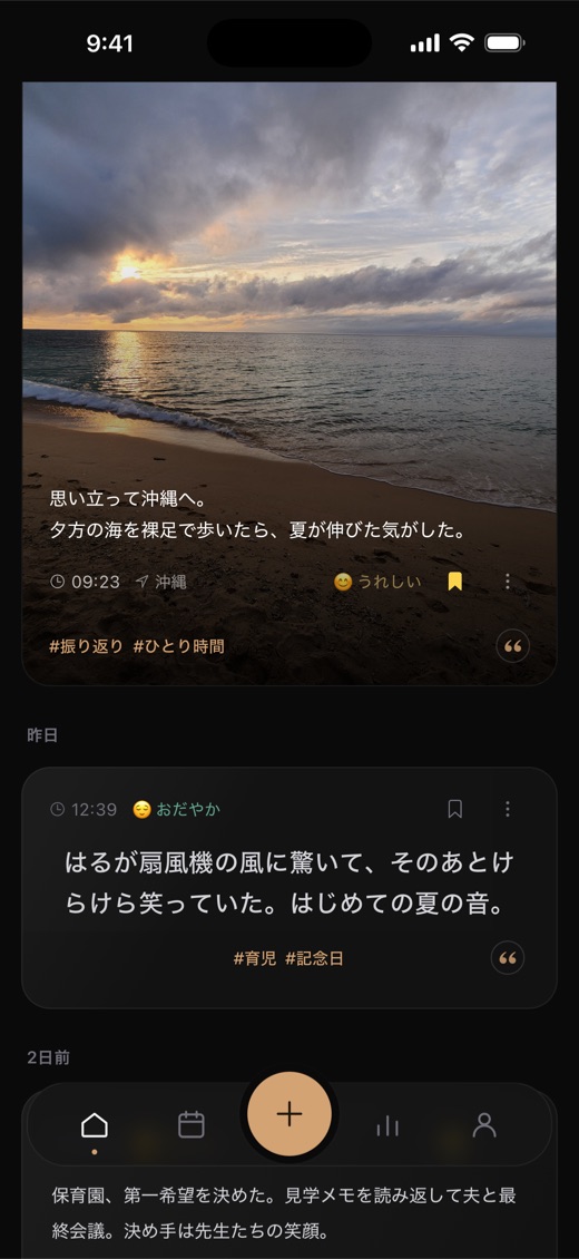 写真つきの日記カード。